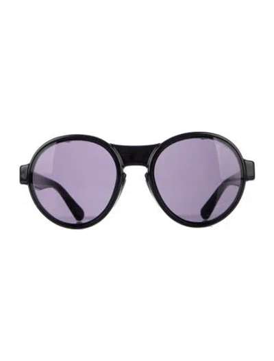 Pre-owned Moncler Round Tinted Sunglasses In Black