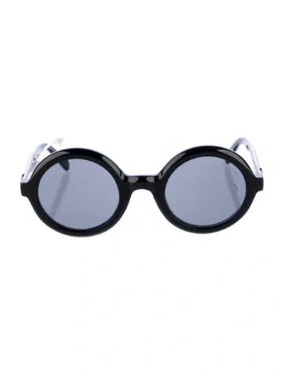 Pre-owned Moncler Round Tinted Sunglasses In Black