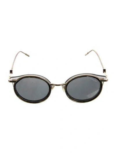 Pre-owned Moncler Round Tinted Sunglasses In Brown