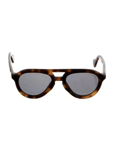 Pre-owned Moncler Round Tinted Sunglasses In Brown