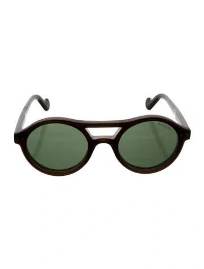 Pre-owned Moncler Round Tinted Sunglasses In Brown
