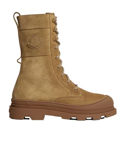 Moncler Round-toed Ankle Boots In Brown
