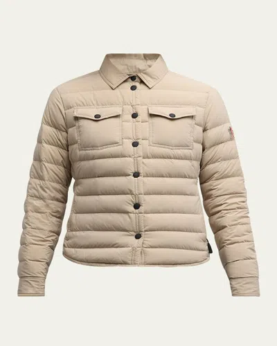 Moncler Rozes Puffer Shirt Jacket In Beige