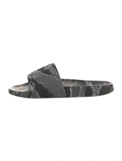 Pre-owned Moncler Rubber Camouflage Print Slides In Grey