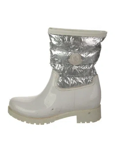 Pre-owned Moncler Rubber Colorblock Pattern Rain Boots In White