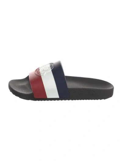 Pre-owned Moncler Rubber Colorblock Pattern Slides In Blue