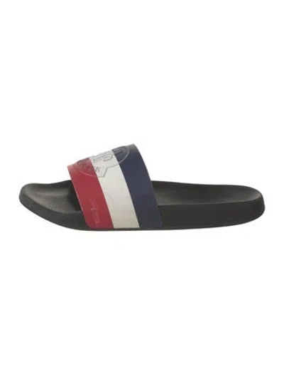 Pre-owned Moncler Rubber Colorblock Pattern Slides In Blue/red