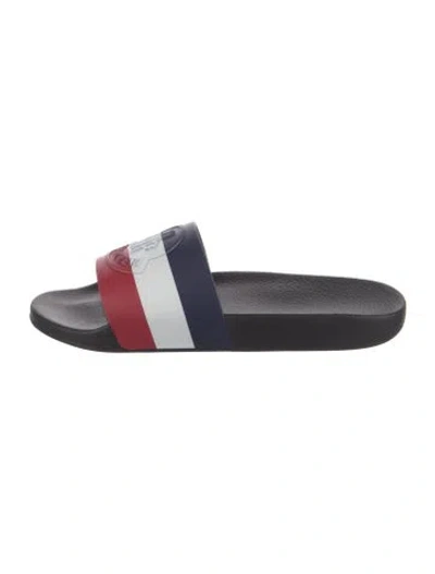 Pre-owned Moncler Rubber Colorblock Pattern Slides In Red
