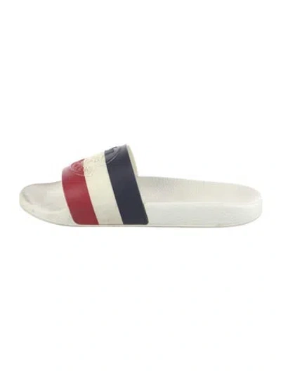 Pre-owned Moncler Rubber Colorblock Pattern Slides In White