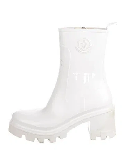 Pre-owned Moncler Rubber Grosgrain Trim Rain Boots In White