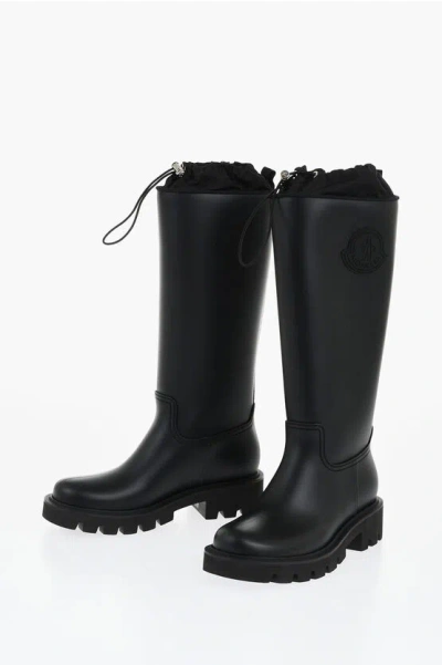 Moncler Rubber Kickstream Boots With Drawstring In Black