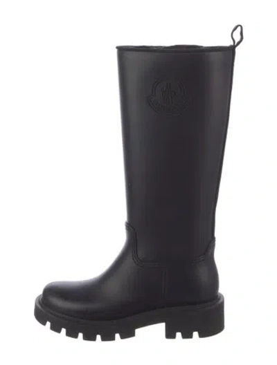 Pre-owned Moncler Rubber Lasercut Accents Rain Boots In Black