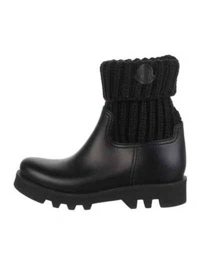 Pre-owned Moncler Rubber Rain Boots In Black