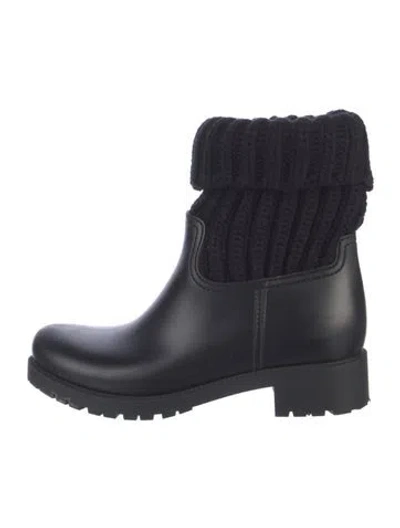 Pre-owned Moncler Rubber Rain Boots In Black
