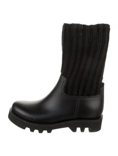 Pre-owned Moncler Rubber Rain Boots In Black
