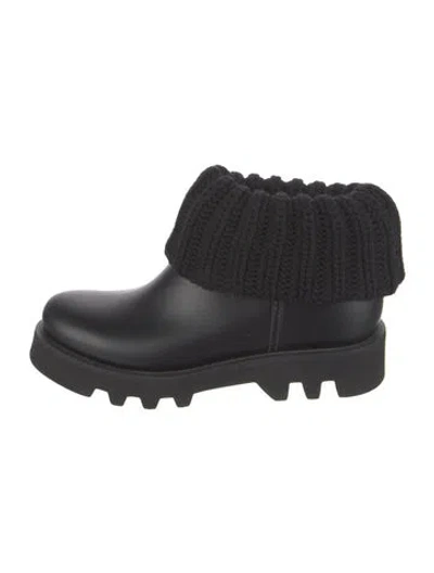 Pre-owned Moncler Rubber Rain Boots In Black