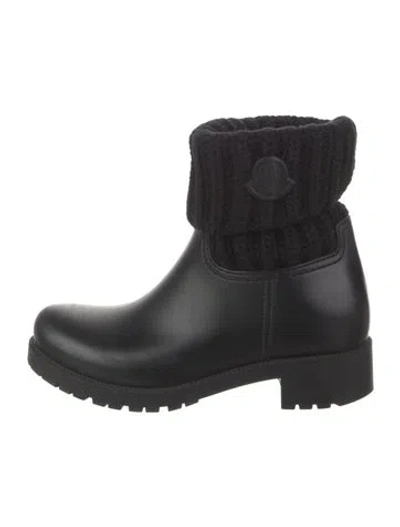 Pre-owned Moncler Rubber Rain Boots In Black