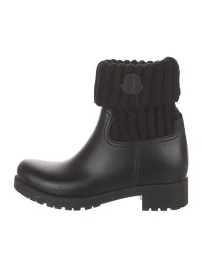 Pre-owned Moncler Rubber Rain Boots In Black