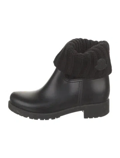 Pre-owned Moncler Rubber Rain Boots In Black