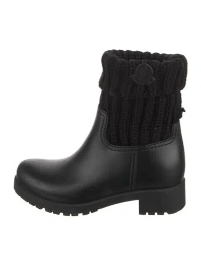 Pre-owned Moncler Rubber Rain Boots In Black