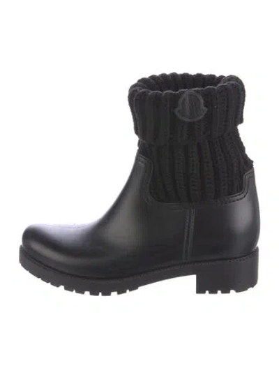 Pre-owned Moncler Rubber Rain Boots In Black