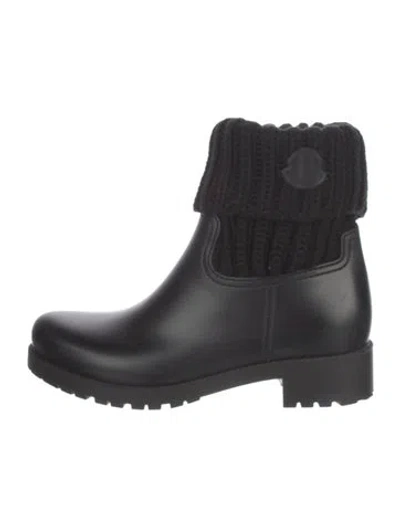 Pre-owned Moncler Rubber Rain Boots In Black