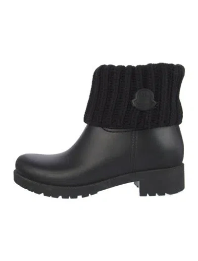 Pre-owned Moncler Rubber Rain Boots In Black