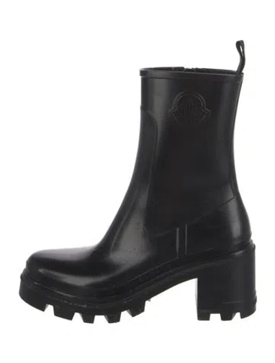 Pre-owned Moncler Rubber Rain Boots In Black