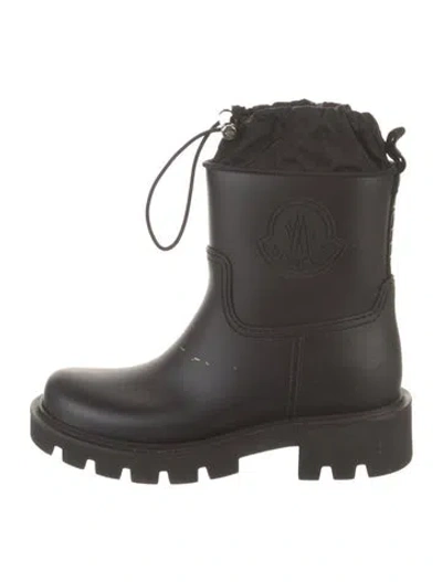 Pre-owned Moncler Rubber Rain Boots In Black