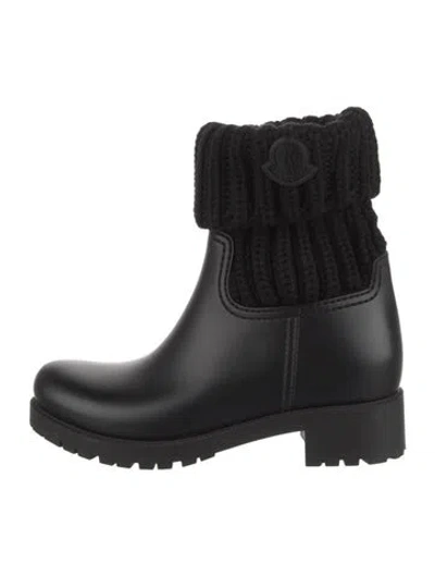 Pre-owned Moncler Rubber Rain Boots In Black