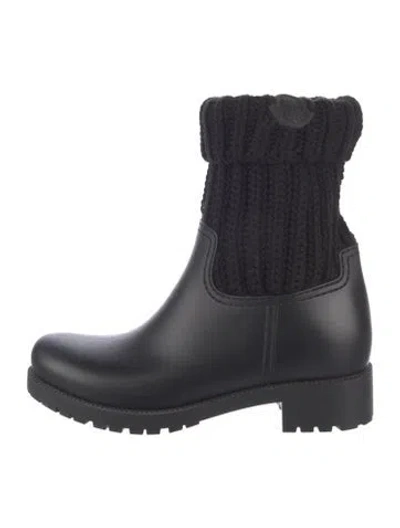 Pre-owned Moncler Rubber Rain Boots In Black