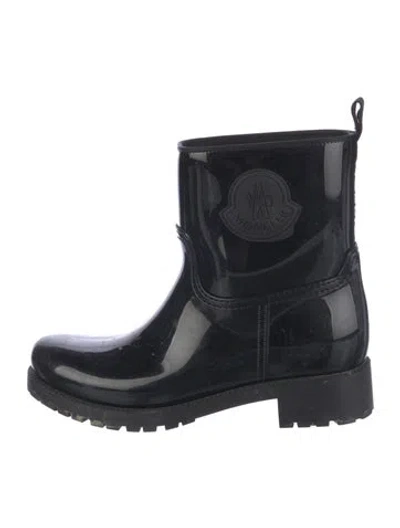 Pre-owned Moncler Rubber Rain Boots In Black