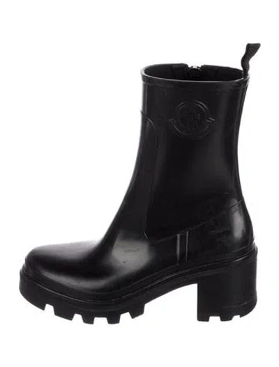 Pre-owned Moncler Rubber Rain Boots In Black