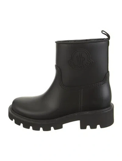 Pre-owned Moncler Rubber Rain Boots In Black