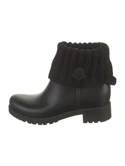 Pre-owned Moncler Rubber Rain Boots In Black
