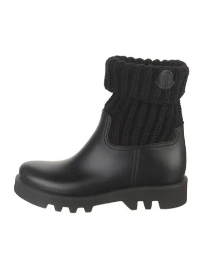 Pre-owned Moncler Rubber Rain Boots In Black