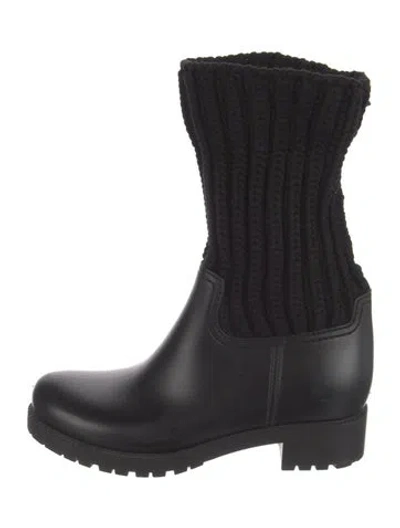 Pre-owned Moncler Rubber Rain Boots In Black