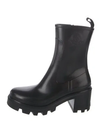 Pre-owned Moncler Rubber Rain Boots In Black