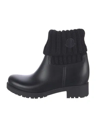 Pre-owned Moncler Rubber Rain Boots In Black