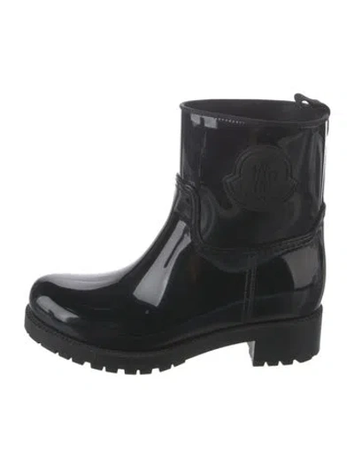 Pre-owned Moncler Rubber Rain Boots In Black