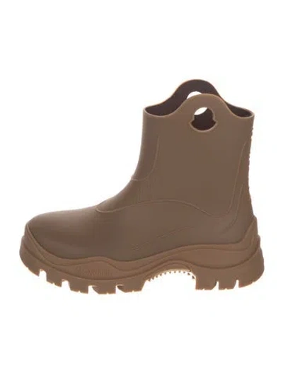 Pre-owned Moncler Rubber Rain Boots In Brown