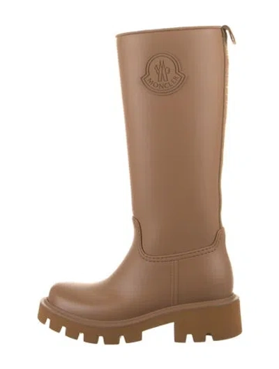 Pre-owned Moncler Rubber Rain Boots In Brown/neutrals