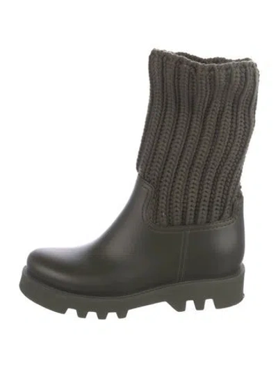 Pre-owned Moncler Rubber Rain Boots In Green