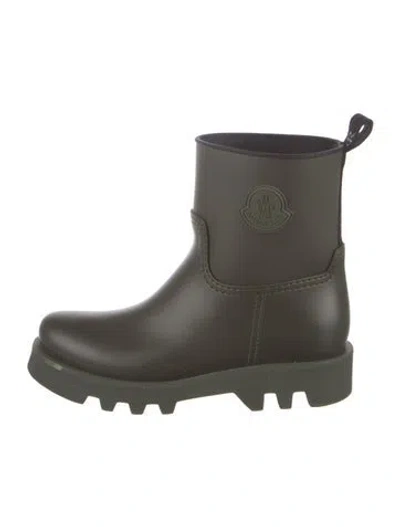 Pre-owned Moncler Rubber Rain Boots In Green