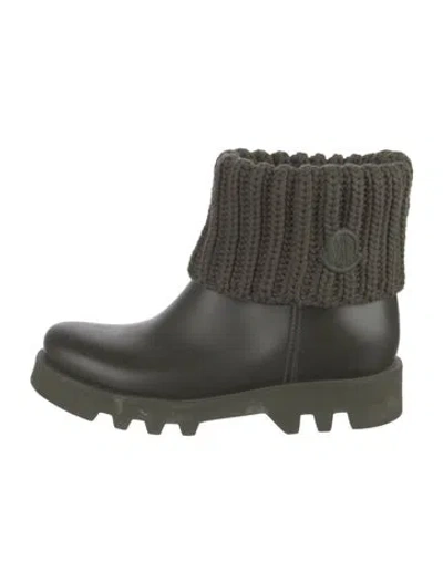 Pre-owned Moncler Rubber Rain Boots In Green