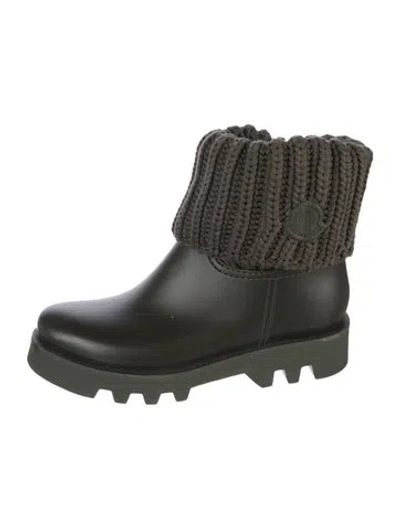 Pre-owned Moncler Rubber Rain Boots In Green