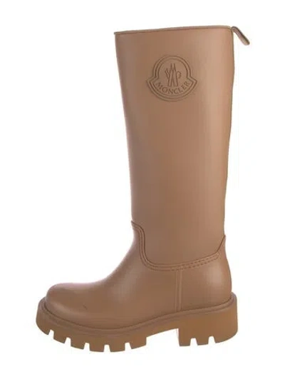 Pre-owned Moncler Rubber Rain Boots In Neutrals