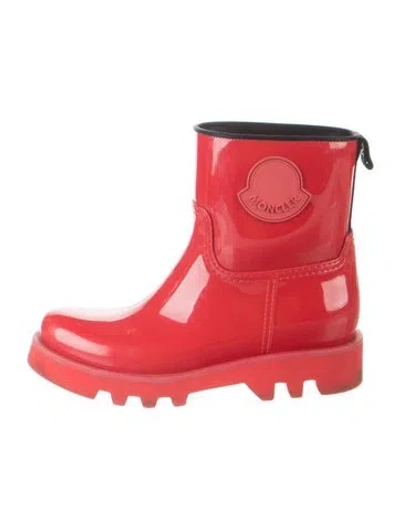 Pre-owned Moncler Rubber Rain Boots In Red