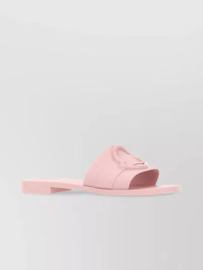 Moncler Rubber Round Toe Slippers In Pink