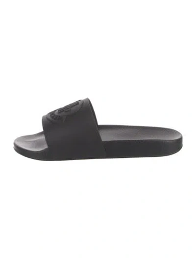 Pre-owned Moncler Rubber Slides In Black
